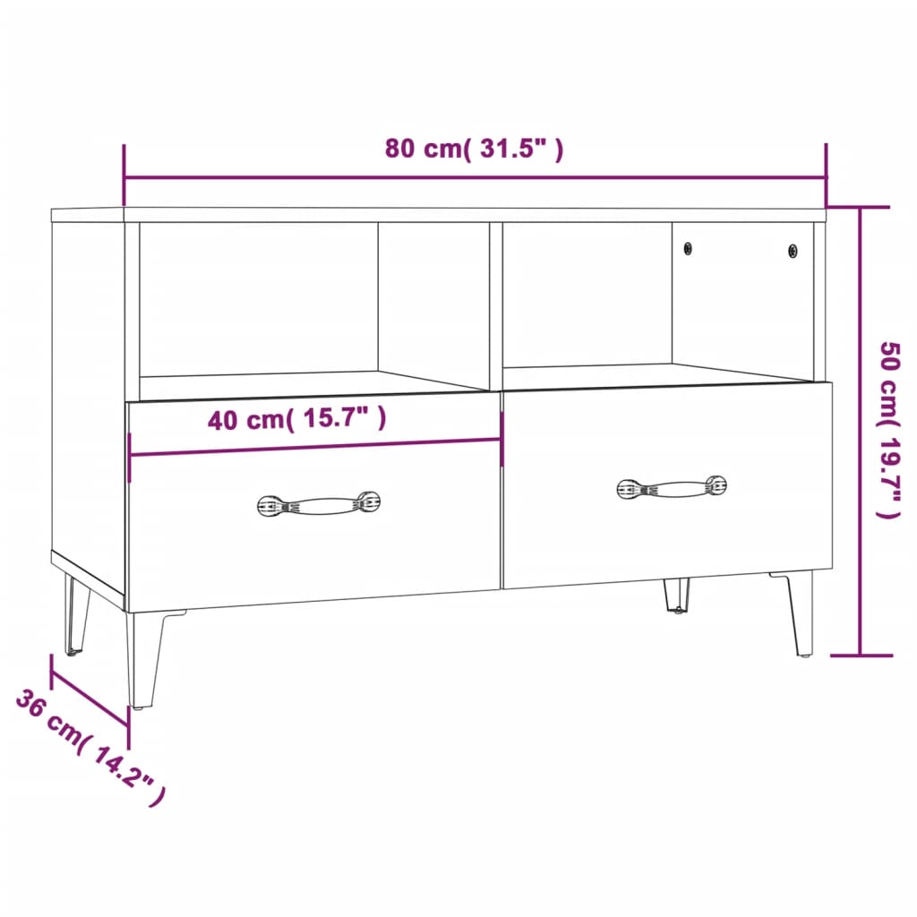 Tv-Meubel 80X36X50 Cm Bewerkt Hout Kleurig