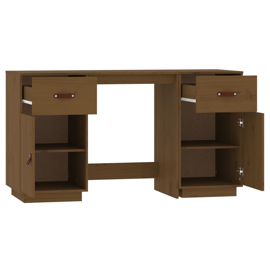 Bureau Met Kastjes 135X50X75 Cm Massief Grenenhout