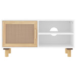 Tv-Meubel 80X30X40 Cm Massief Grenenhout En Rattan