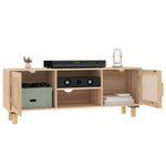 Tv-Meubel 05X30X40 Cm Massief Grenenhout En Rattan