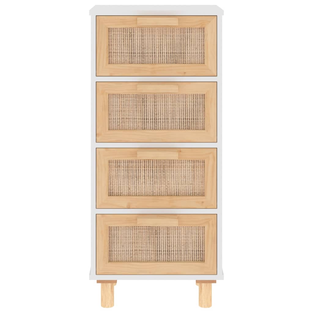 Dressoir 40X30X90 Cm Massief Grenenhout En Rattan