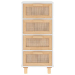 Dressoir 40X30X90 Cm Massief Grenenhout En Rattan