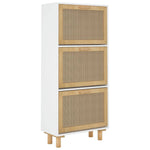 Schoenenkast 52X25X115 Cm Bewerkt Hout En Natuurlijk Rattan