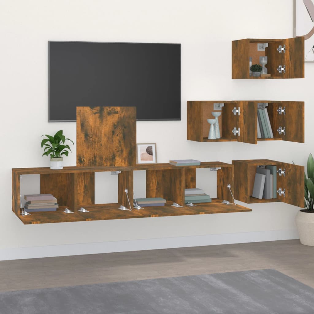 Tv-Wandmeubel Bewerkt Hout Kleurig