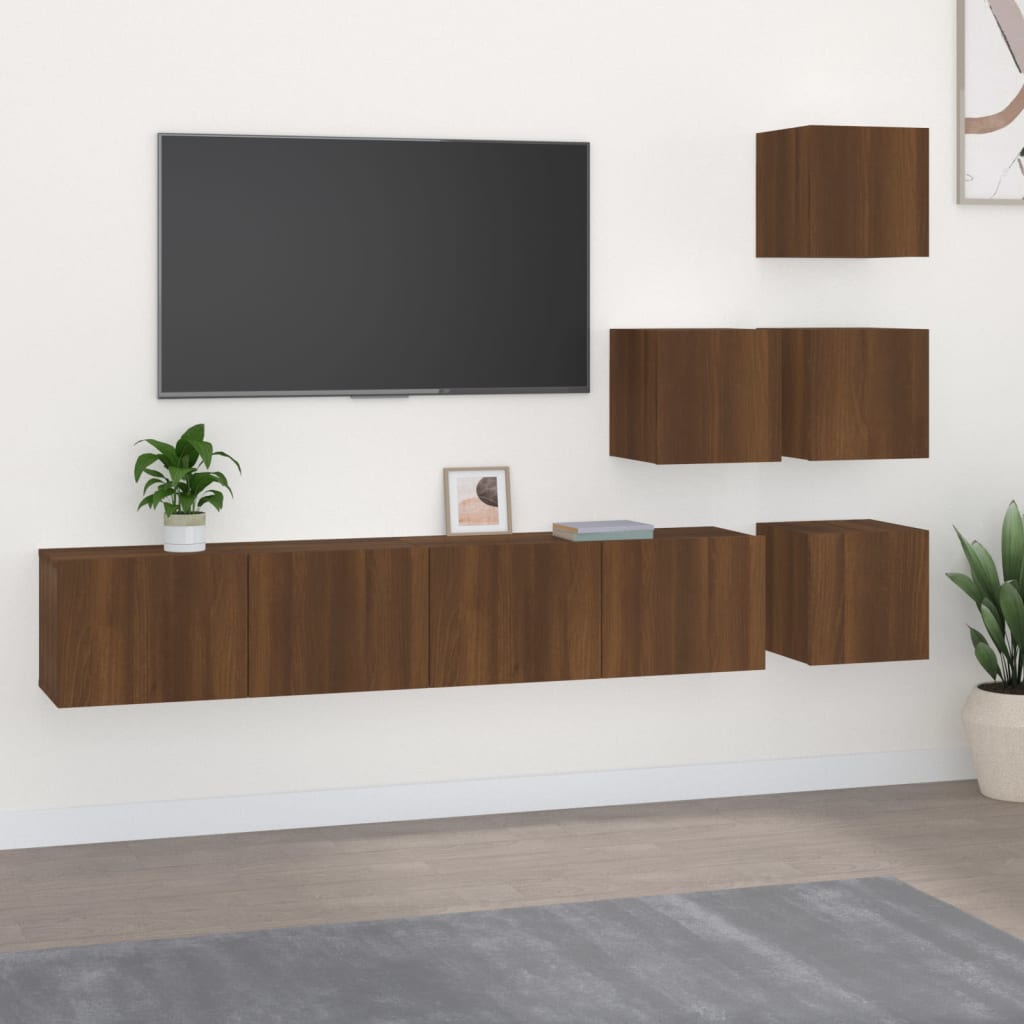 Tv-Wandmeubel Bewerkt Hout Kleurig