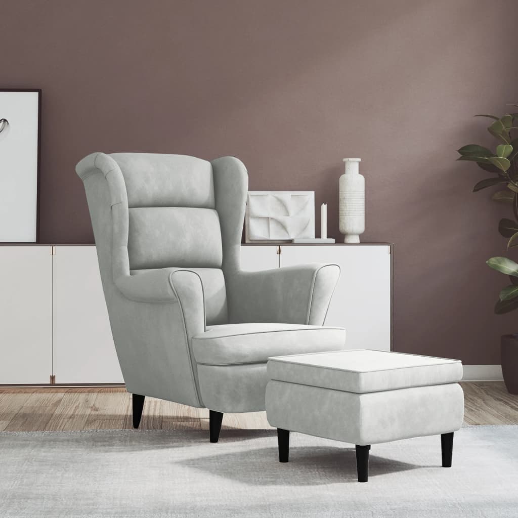 Fauteuil Met Voetenbank Fluweel