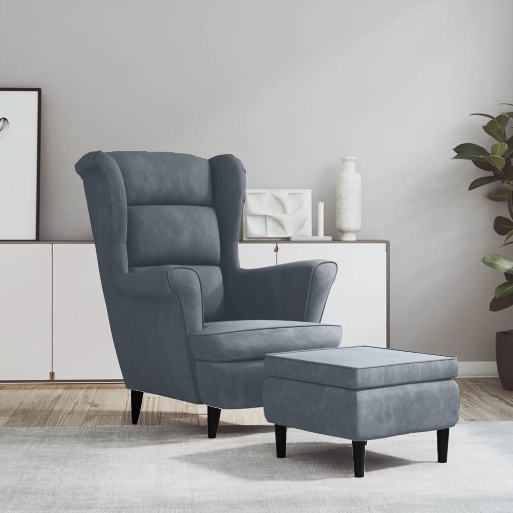 Fauteuil Met Voetenbank Fluweel