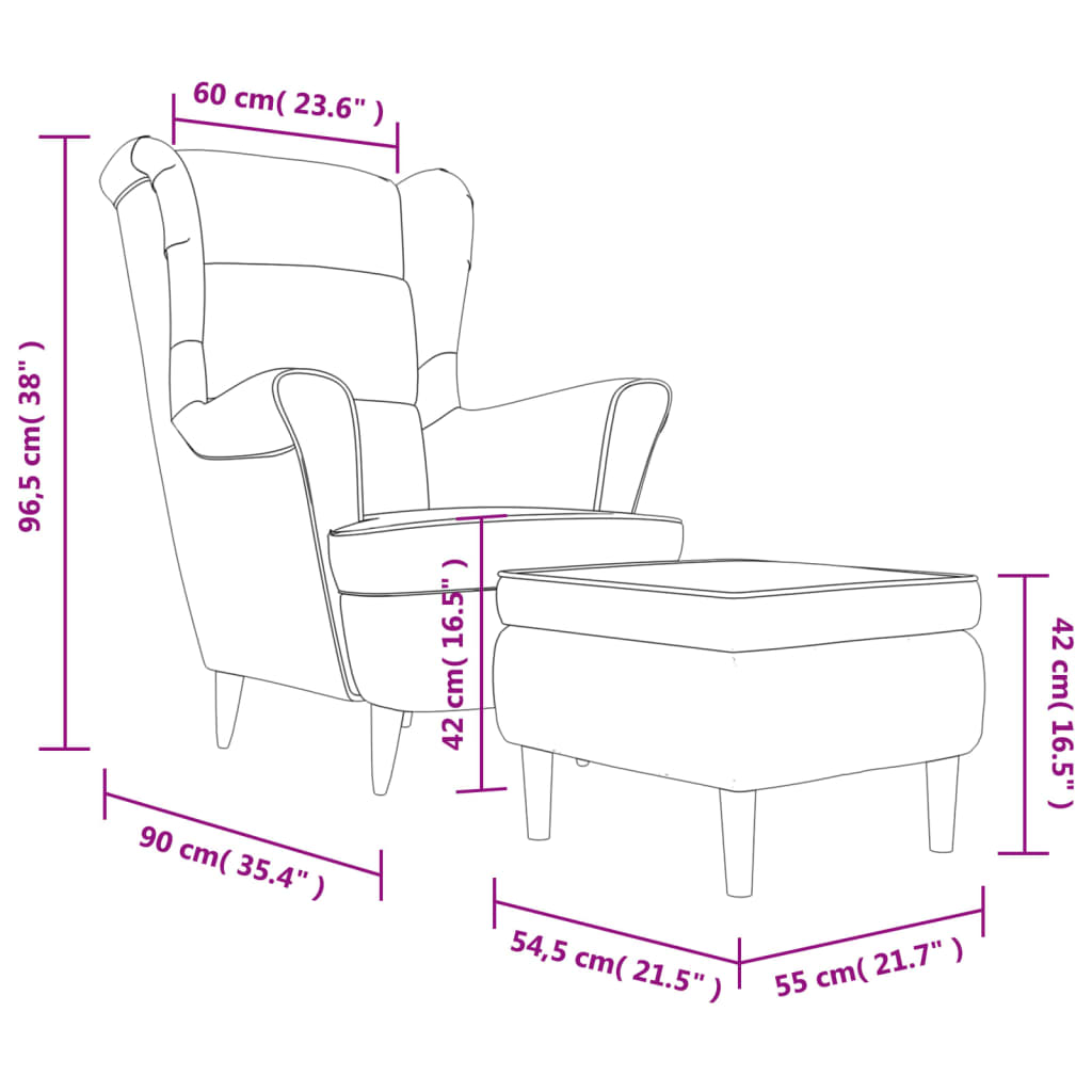 Fauteuil Met Voetenbank Fluweel