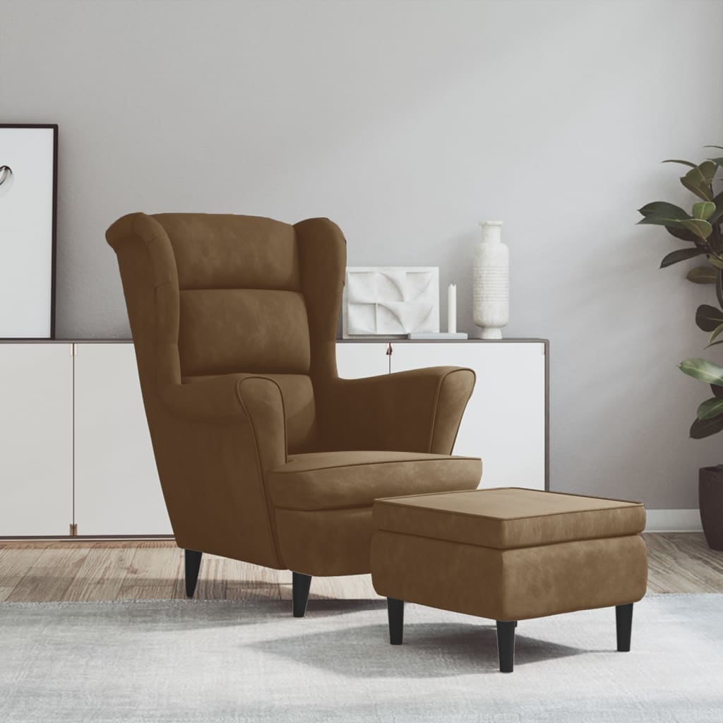 Fauteuil Met Voetenbank Fluweel