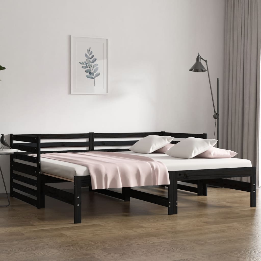 Slaapbank Uitschuifbaar 2X(80X200) Cm Massief Grenenhout