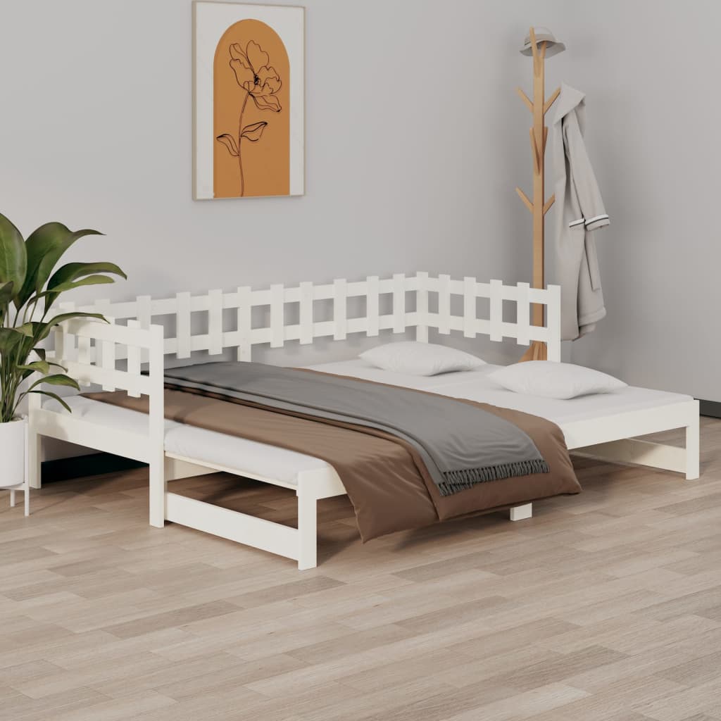 Slaapbank Uitschuifbaar 2X(80X200) Cm Massief Grenenhout