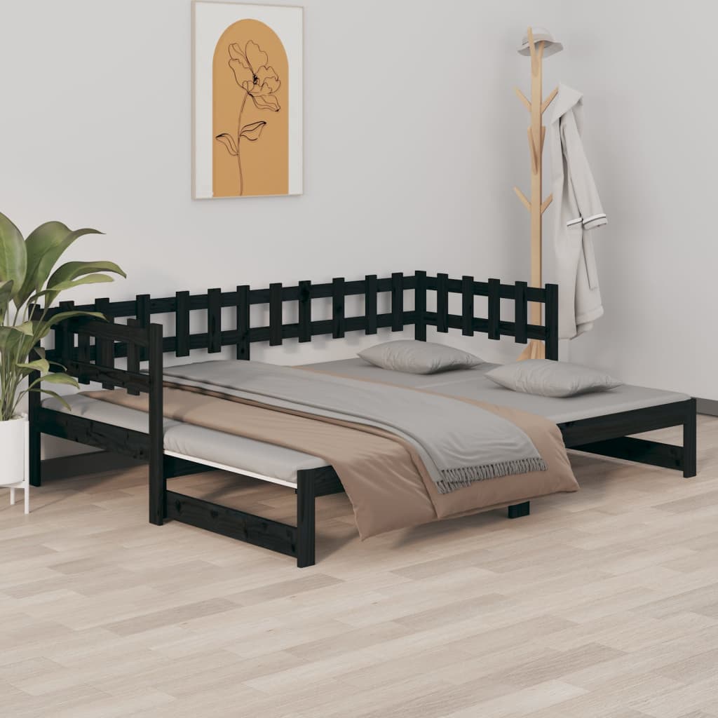 Slaapbank Uitschuifbaar 2X(80X200) Cm Massief Grenenhout