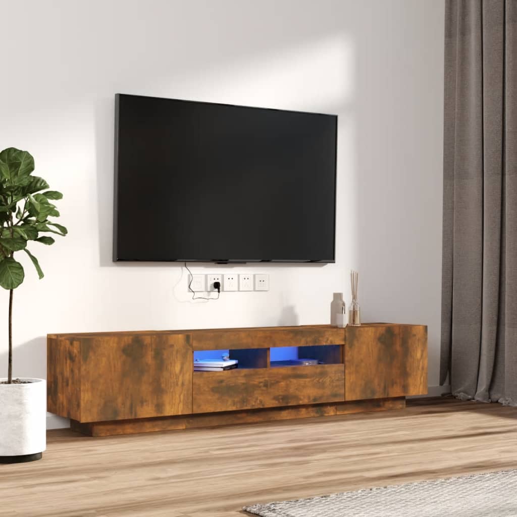 2-Delige Tv-Meubelset Met Led Bewerkt Hout Kleurig