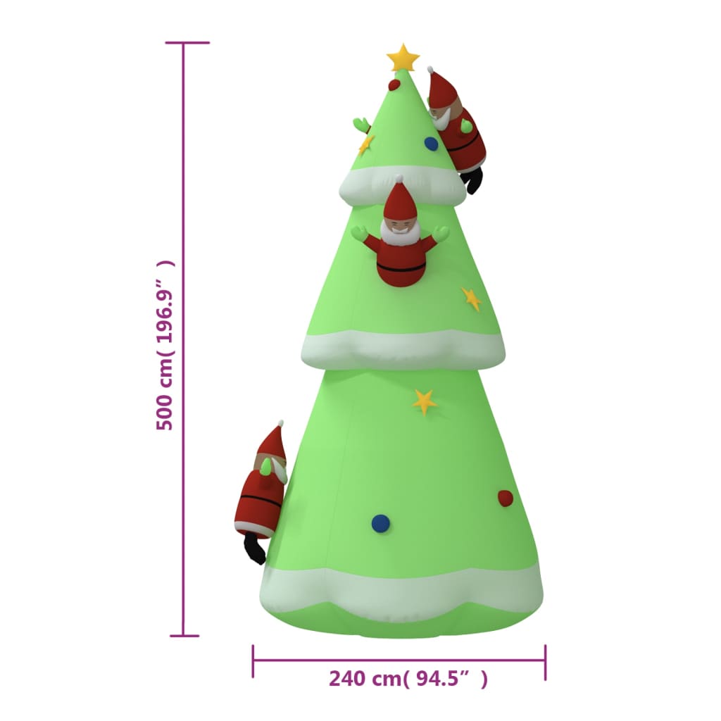 Kerstboom Opblaasbaar Met Led's 500 Cm