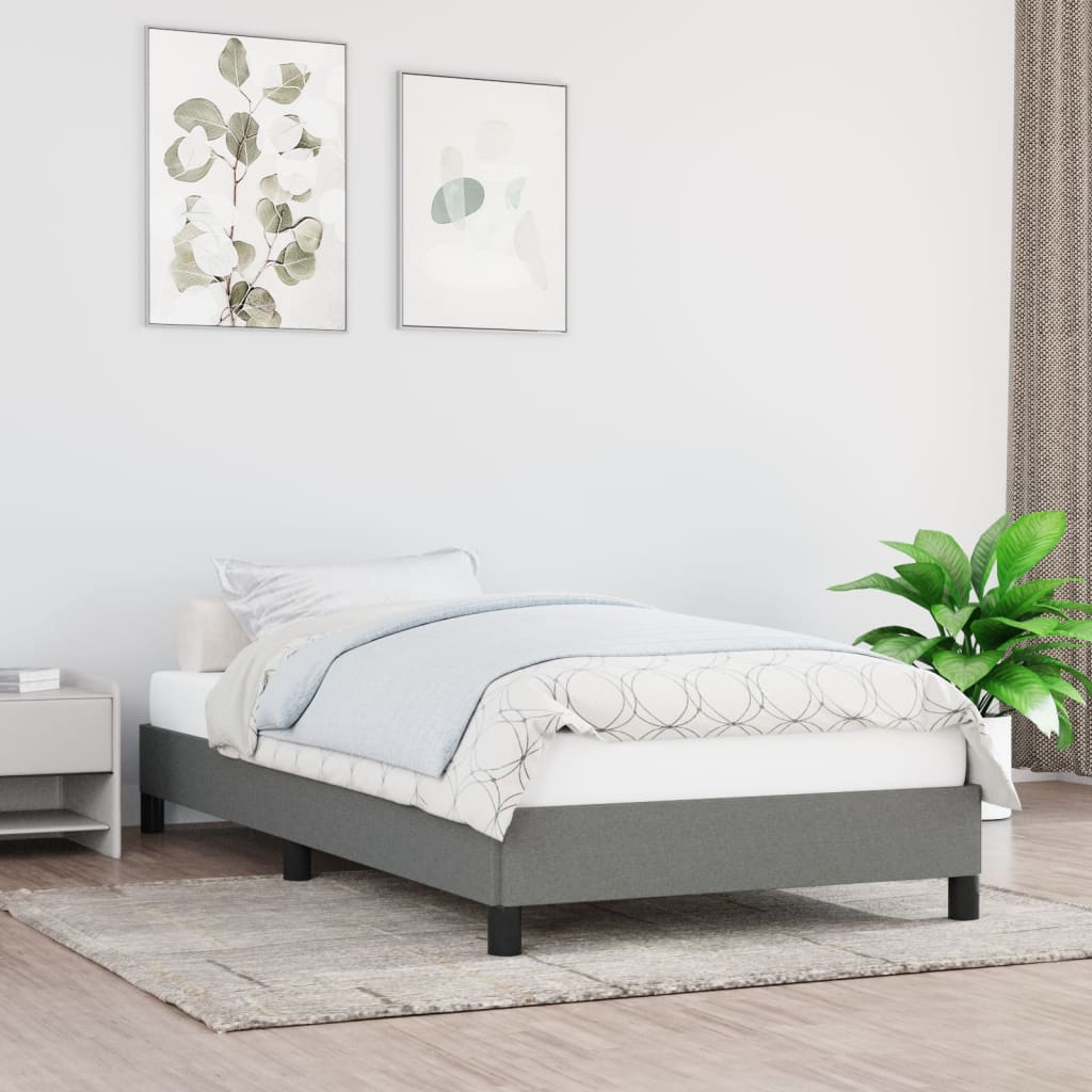 Bedframe Zonder Matras Stof Donkergrijs