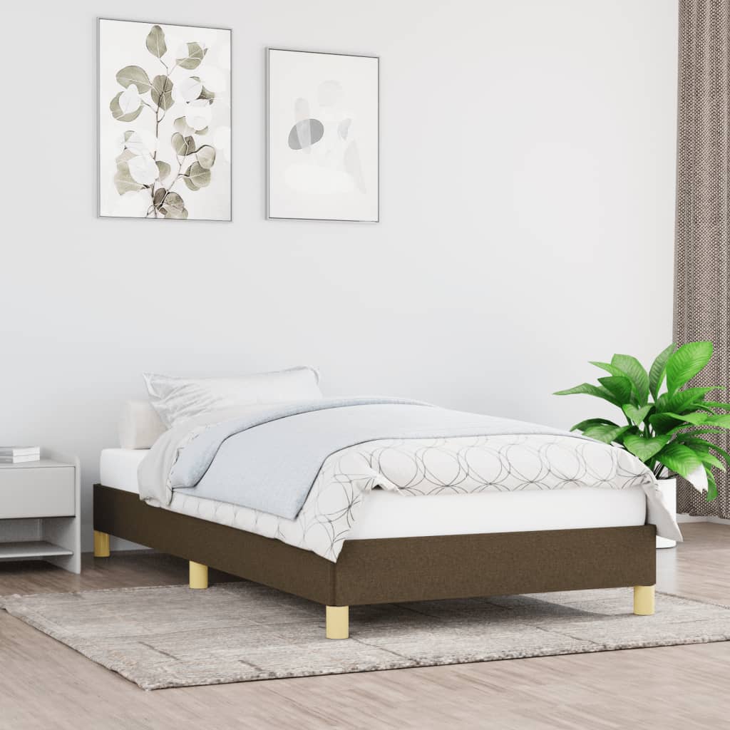 Bedframe Zonder Matras Stof Donkerbruin