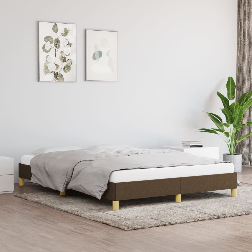 Bedframe Zonder Matras Stof Donkerbruin