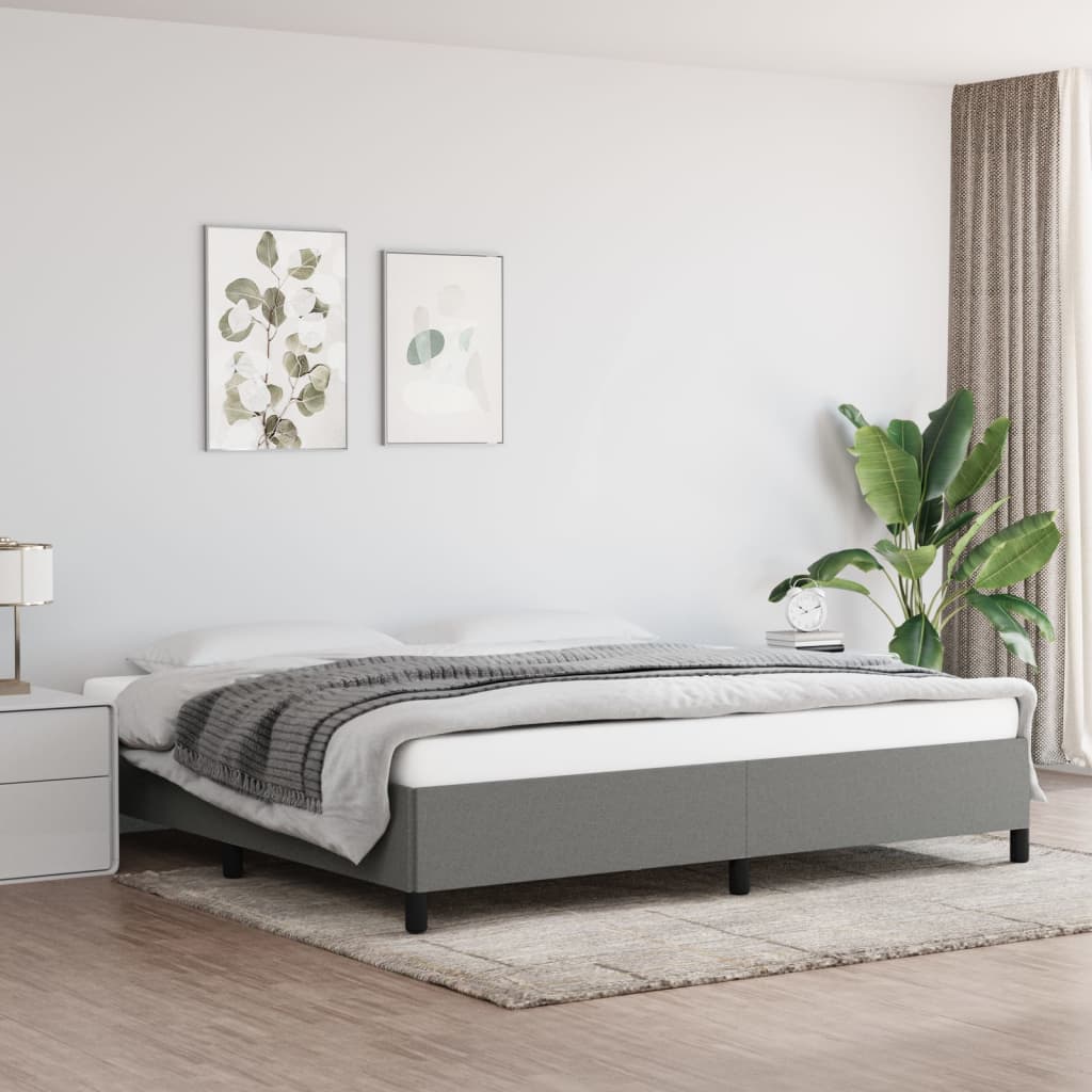 Bedframe Zonder Matras Stof Donkergrijs