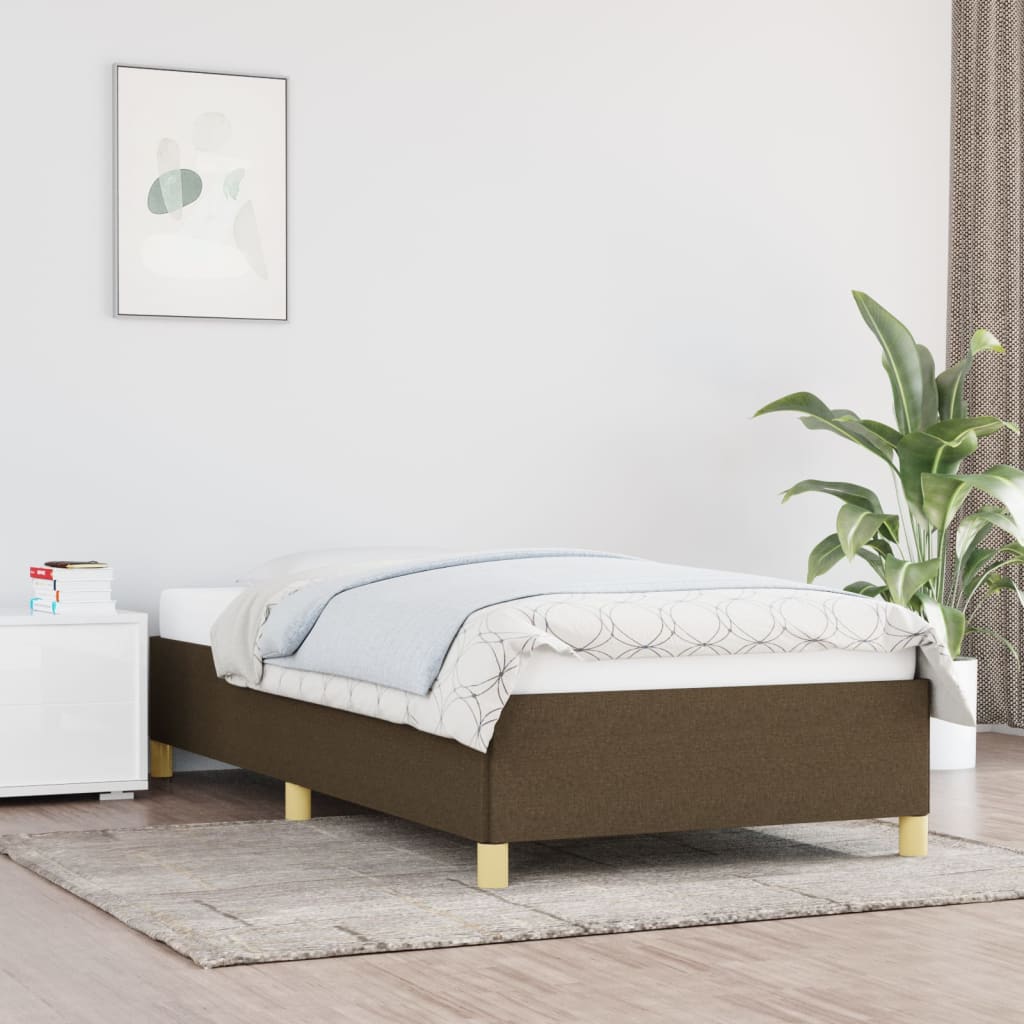 Bedframe Zonder Matras Stof Donkerbruin