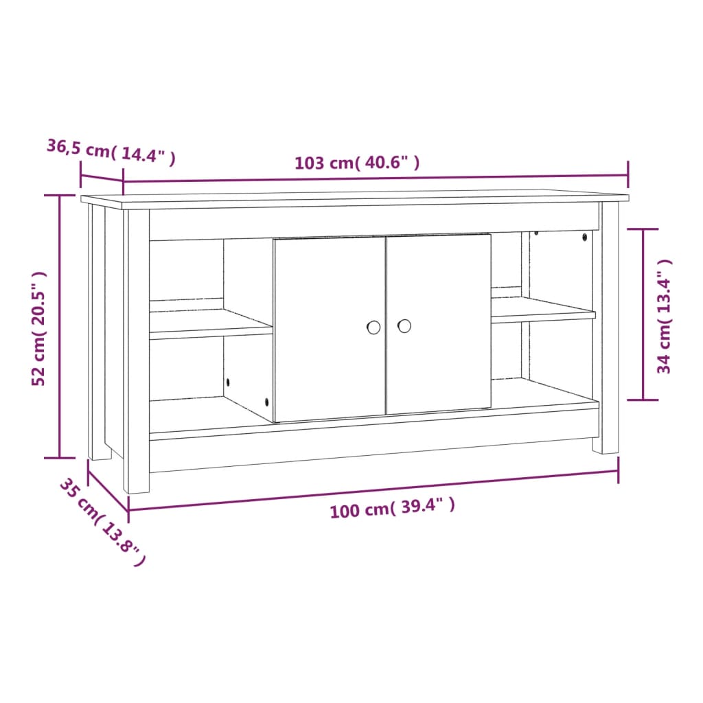 Tv-Meubel 03X36,5X52 Cm Massief Grenenhout