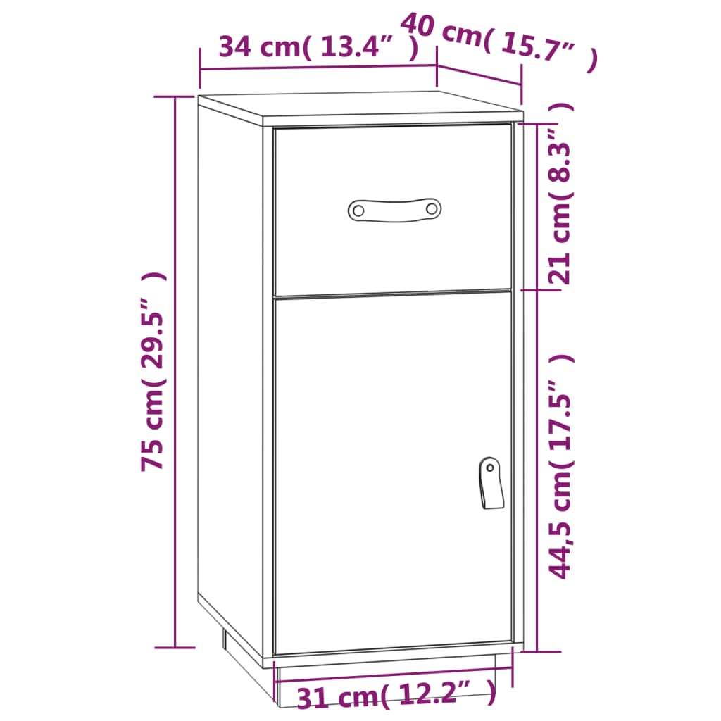 Dressoir 34X40X75 Cm Massief Grenenhout