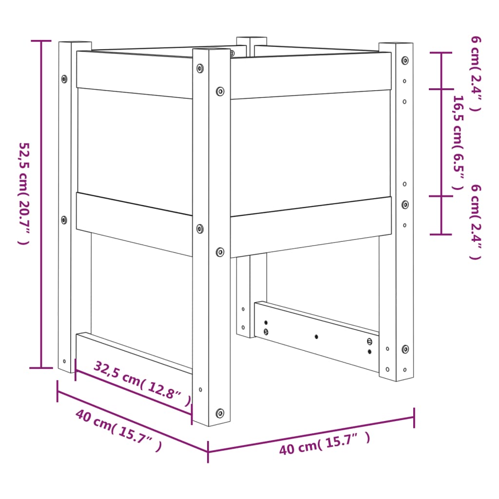 Plantenbak 40X40X52,5 Cm Massief Grenenhout Wit