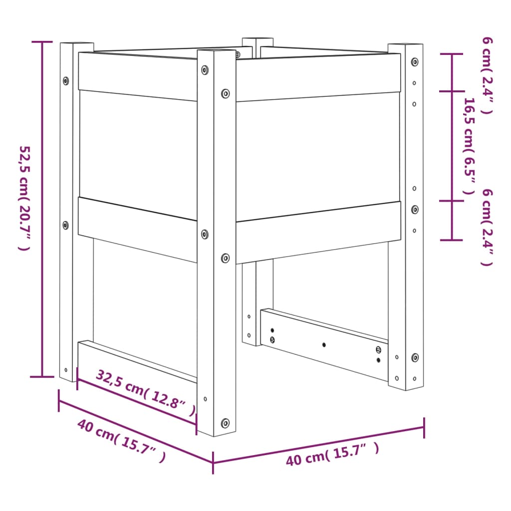 Plantenbakken 40X40X5,5 Cm Massief Grenenhout Grijs