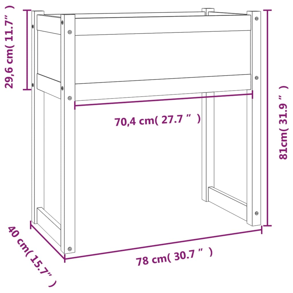 Plantenbak 78X40X8 Cm Massief Grenenhout