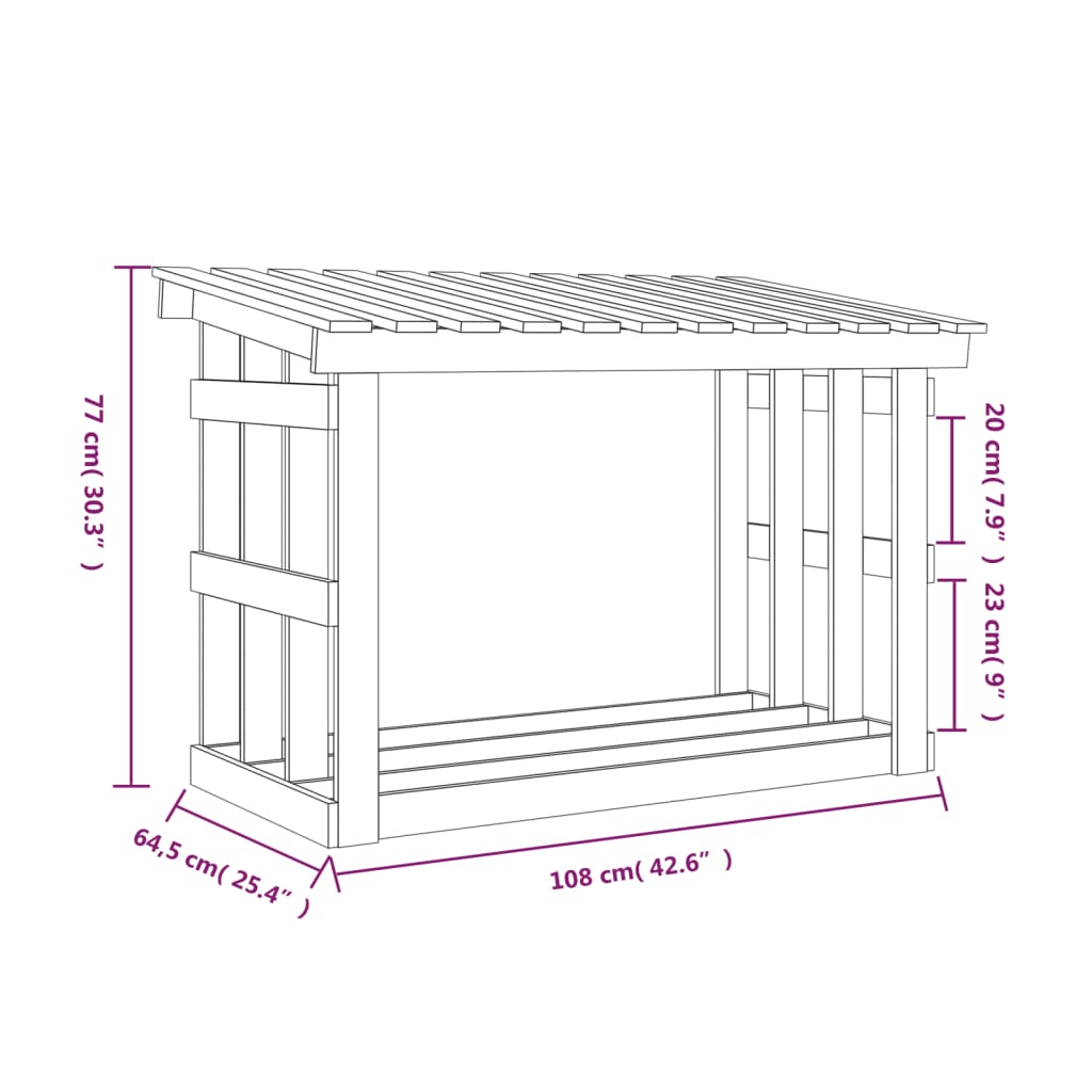 Haardhoutrek 108X64,5X77 Cm Massief Grenenhout