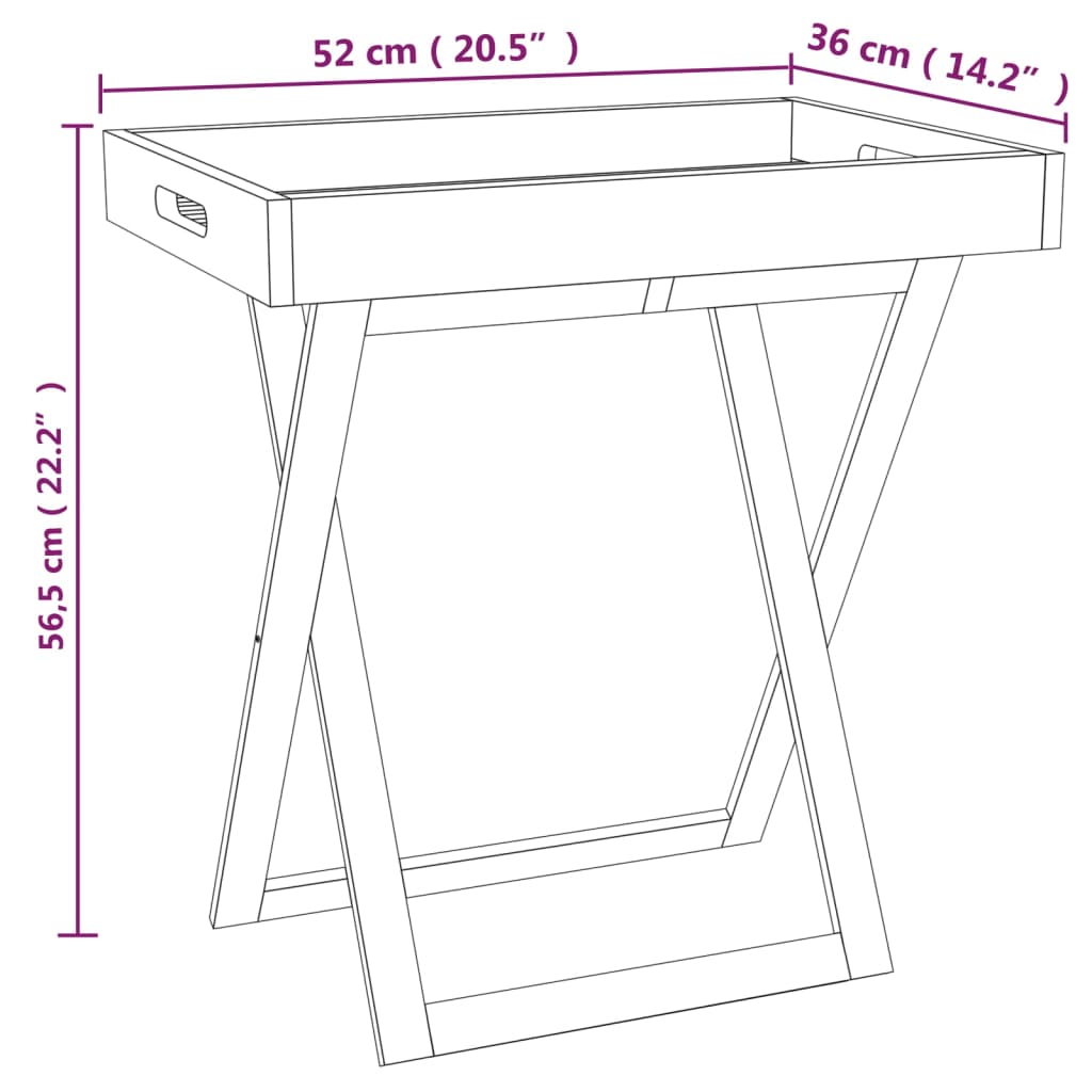 Dienbladtafel Inklapbaar 52X36X56,5 Cm Walnotenhout