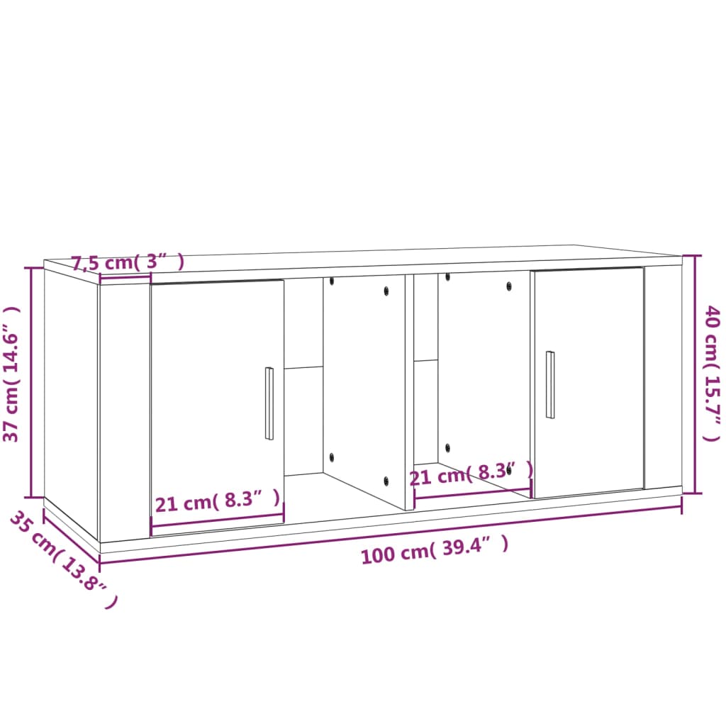 Tv-Meubel 00X35X40 Cm Bewerkt Hout