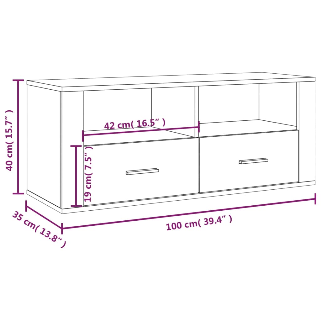 Tv-Meubel 100X35X40 Cm Bewerkt Hout Kleurig