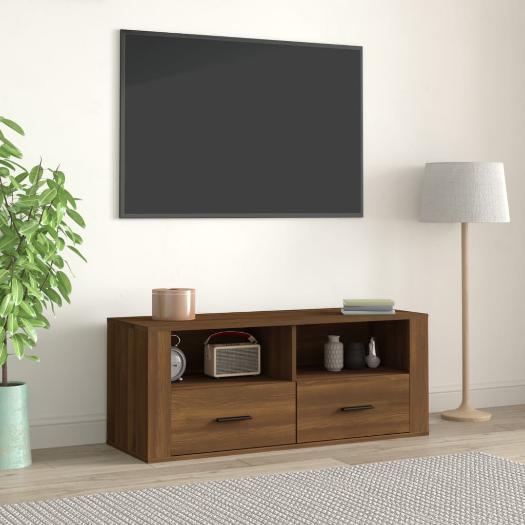 Tv-Meubel 100X35X40 Cm Bewerkt Hout Kleurig