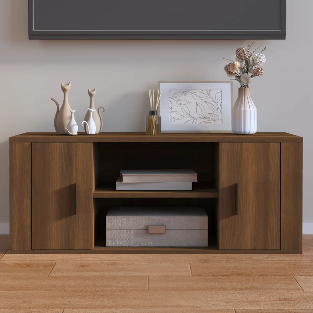 Tv-Meubel 100X35X40 Cm Bewerkt Hout