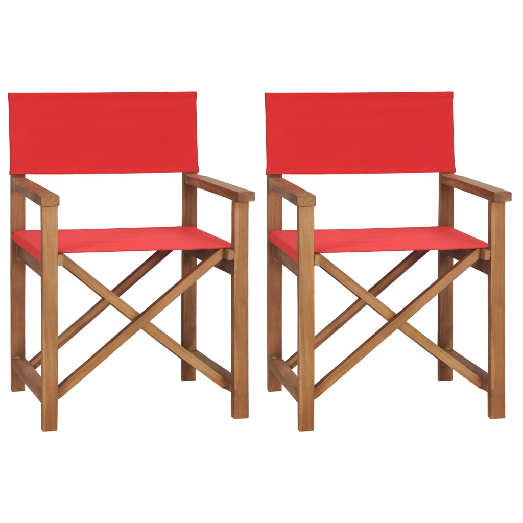 Regisseursstoelen 2 St Massief Teakhout Rood Donkergrijs