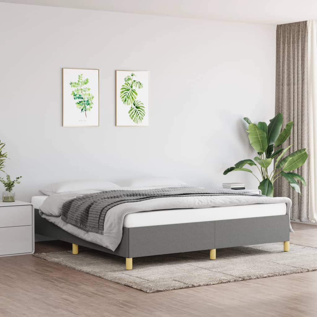 Bedframe Zonder Matras Stof Donkergrijs