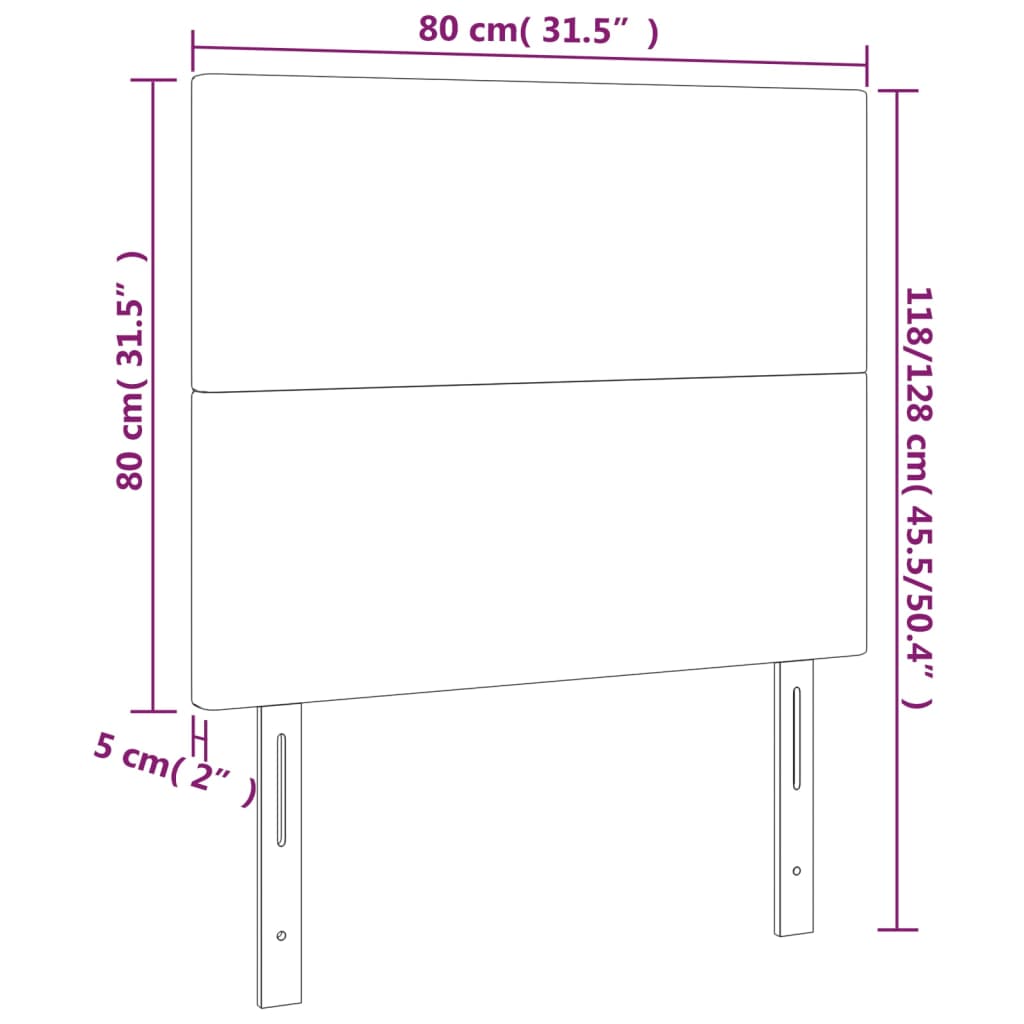 Hoofdborden 2 St 80X5X78/88 Cm Fluweel