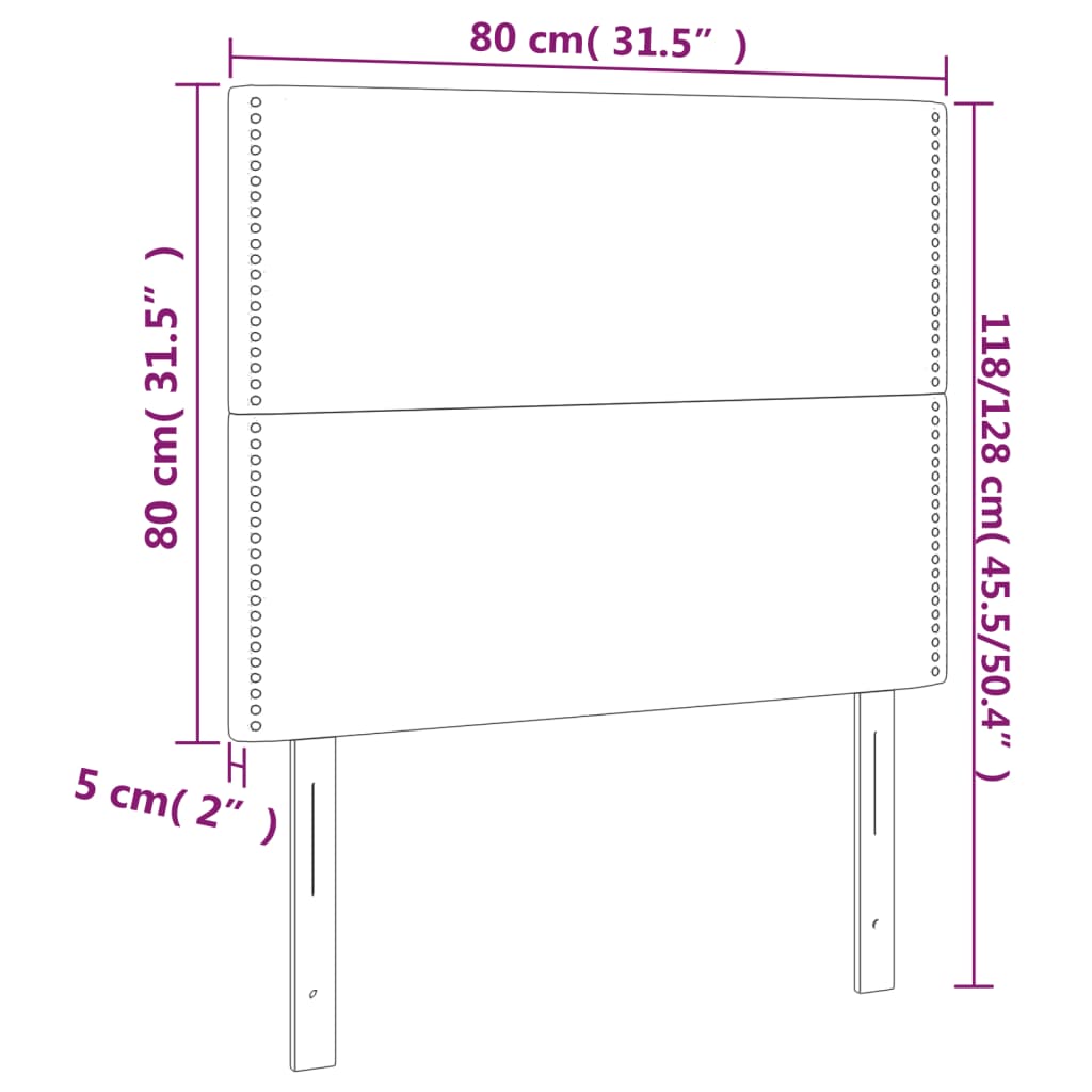 Hoofdborden 2 St 80X5X78/88 Cm Fluweel