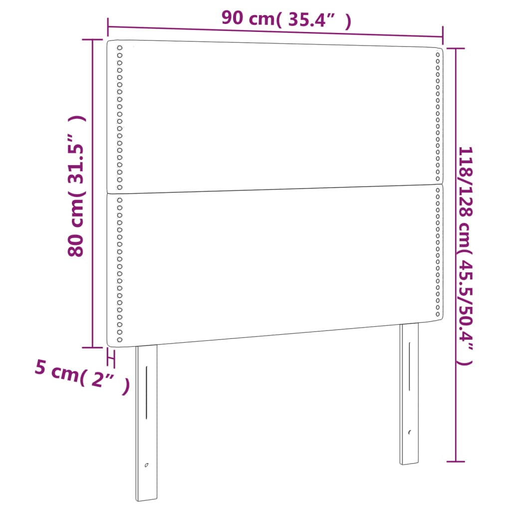 Hoofdborden 2 St 90X5X78/88 Cm Fluweel