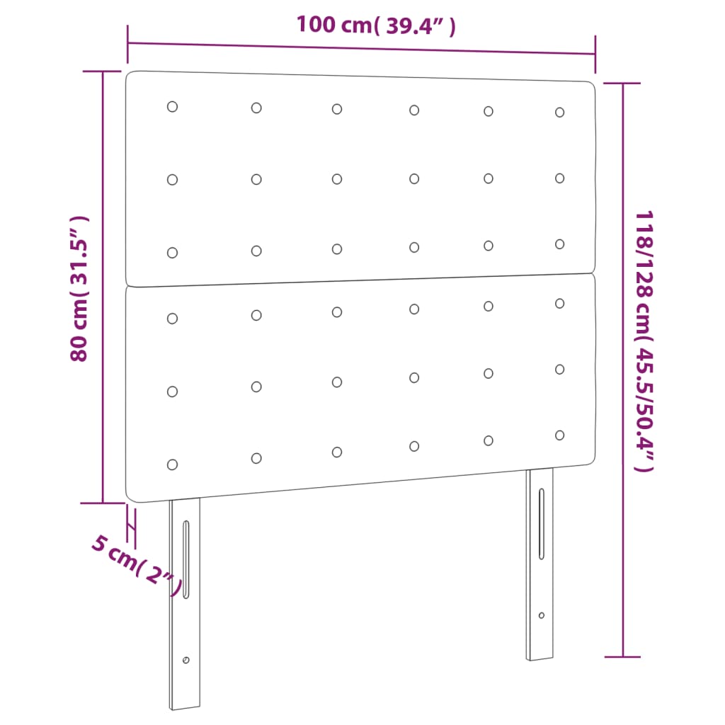 Hoofdborden 2 St 100 X 5 X 78/88 Cm Stof