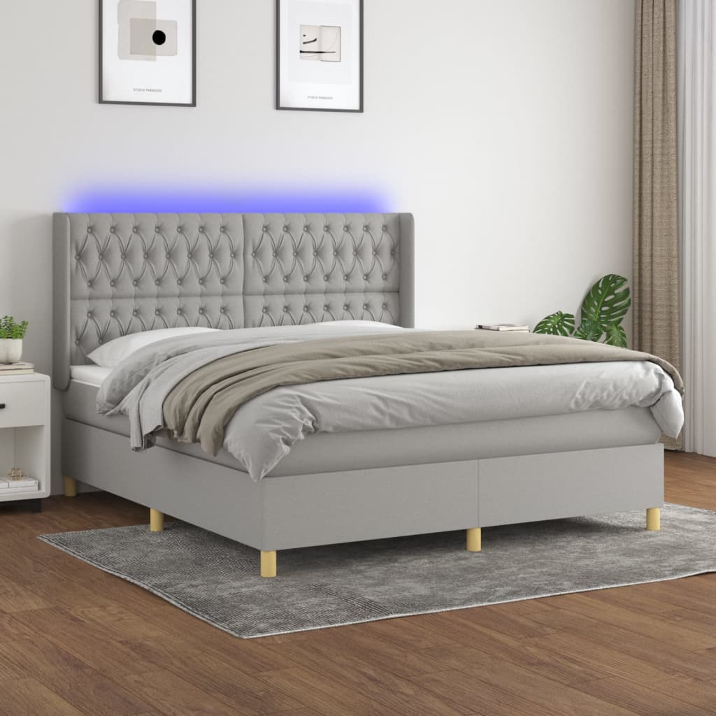Boxspring Met Matras En Led Stof