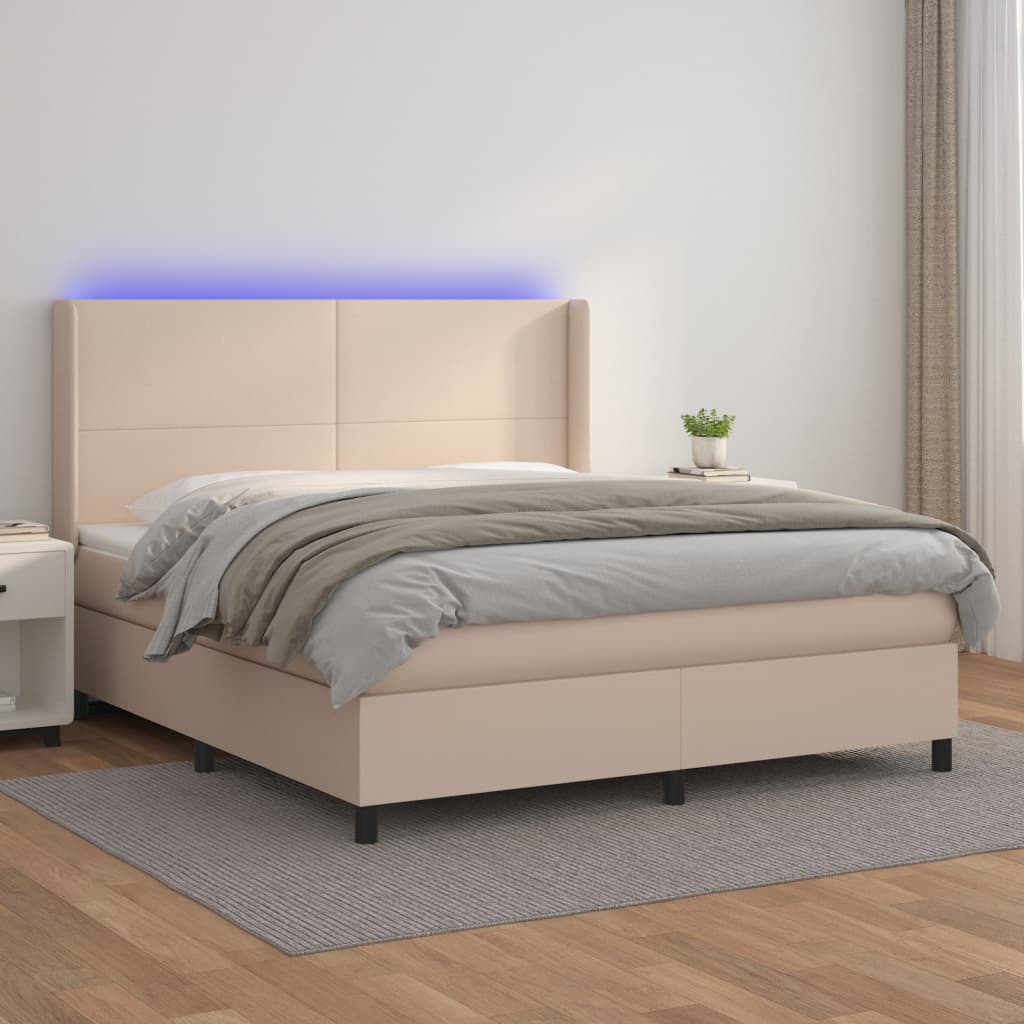 Boxspring Met Matras En Led Kunstleer