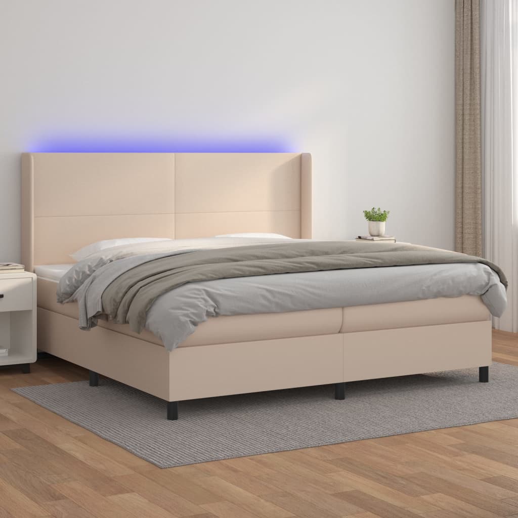 Boxspring Met Matras En Led Kunstleer