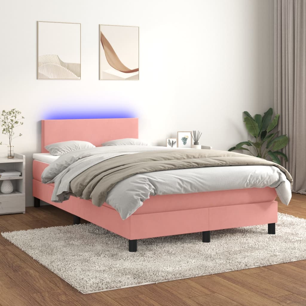 Boxspring Met Matras En Led Fluweel