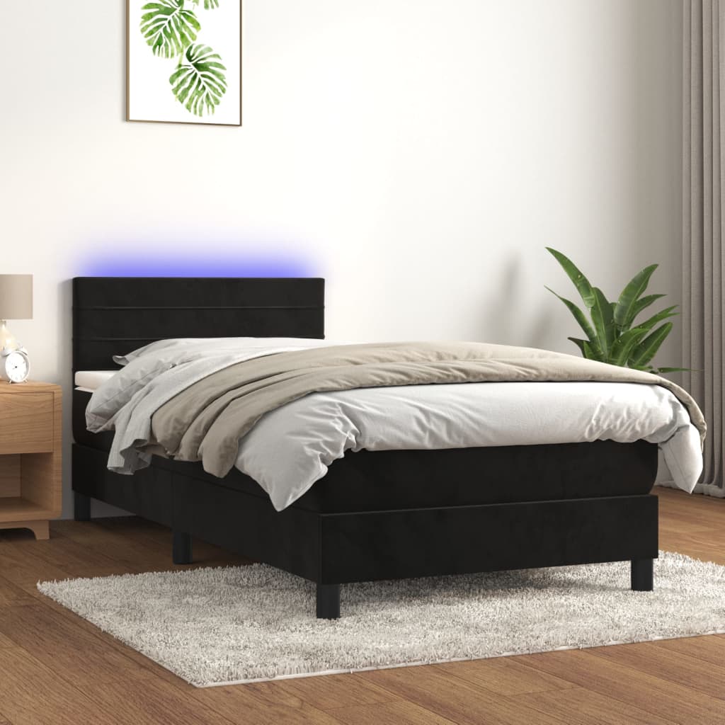 Boxspring Met Matras En Led Fluweel