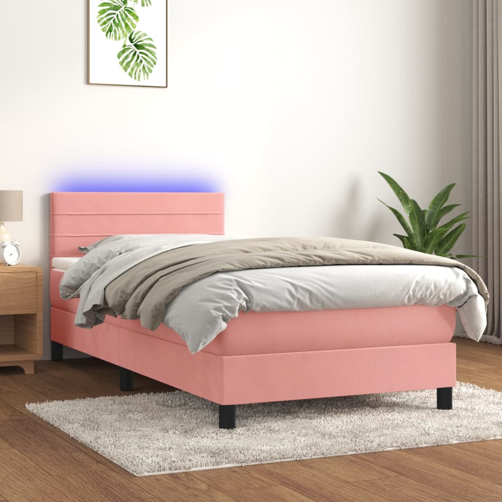 Boxspring Met Matras En Led Fluweel