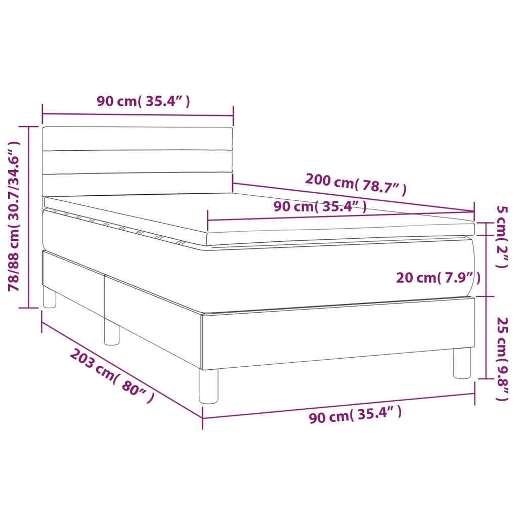 Boxspring Met Matras En Led Fluweel