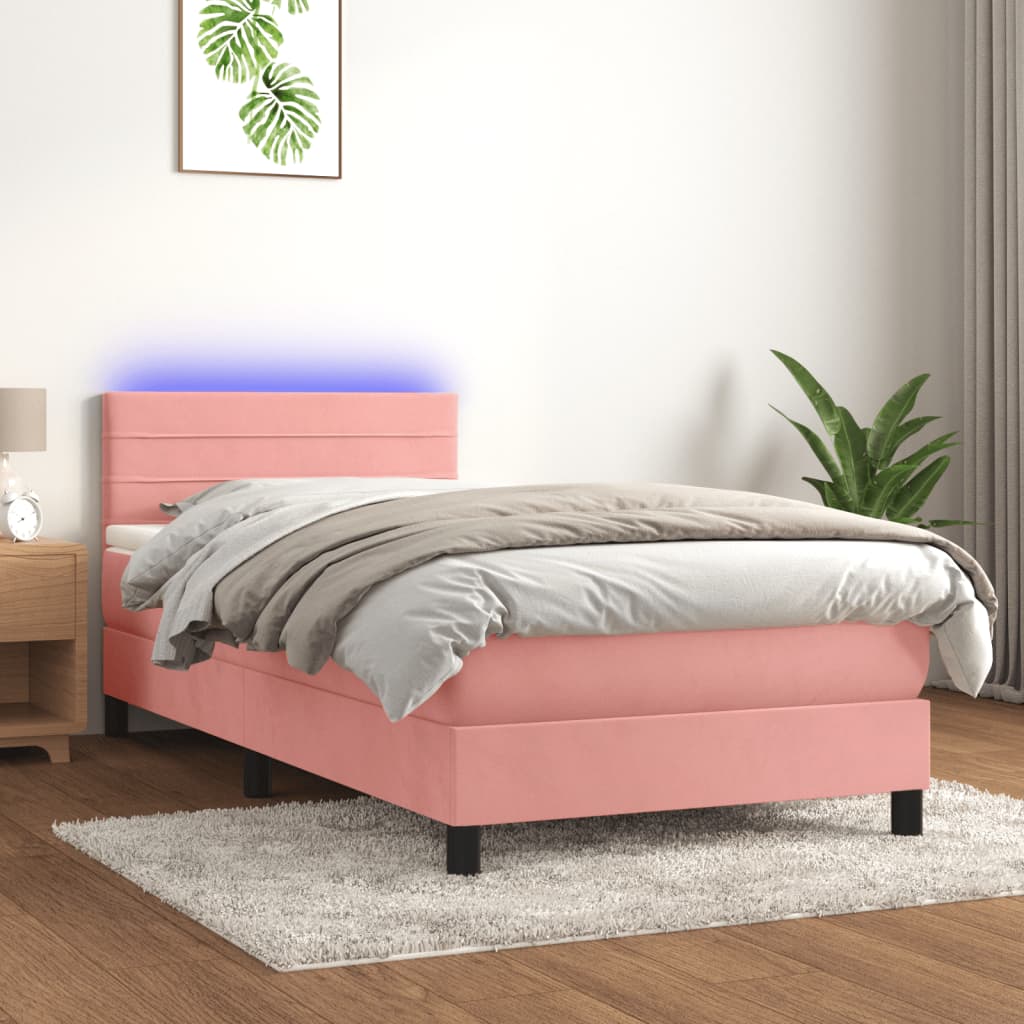 Boxspring Met Matras En Led Fluweel