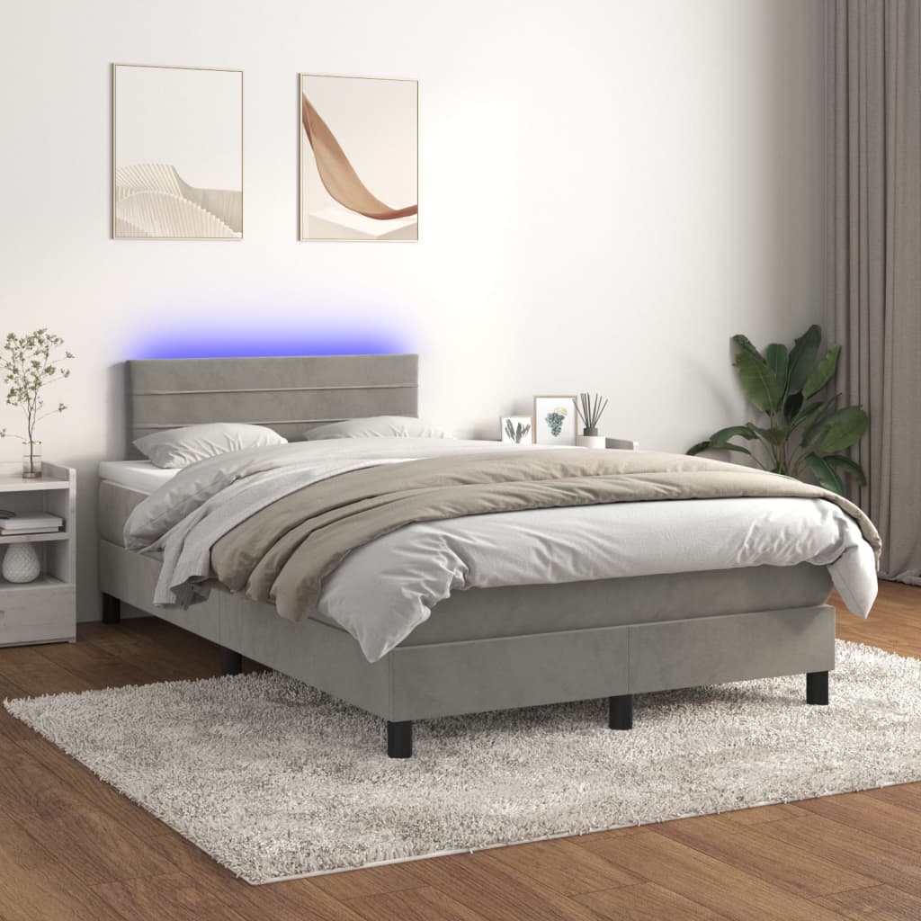 Boxspring Met Matras En Led Fluweel