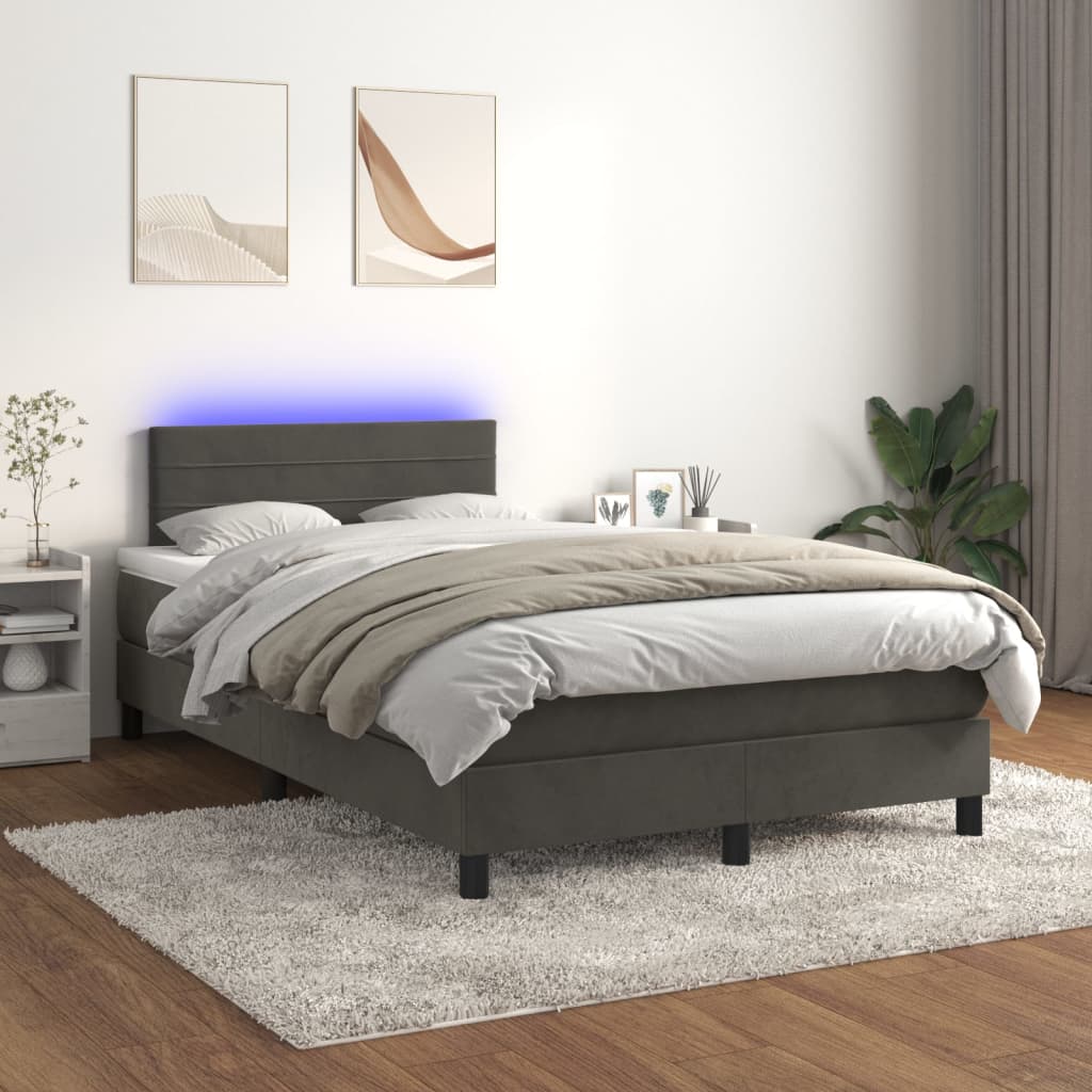 Boxspring Met Matras En Led Fluweel